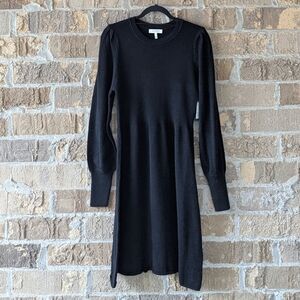 NWT b. young Bynonina Rib Dress Black Long Sleeve Sweater Midi Dress Medium